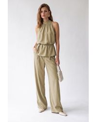 MixRay - Halter Blouse And Wide-Leg Pants Set - Lyst