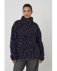 Brave Soul - Sherpa Fleece Heart Print Sweatshirt - Lyst