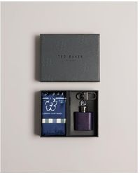 Ted Baker - Dumfree House Check Pocket Square And Hip Flask Set, Dark - Lyst