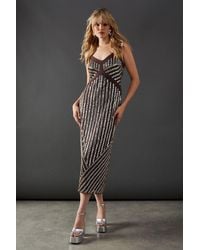 Warehouse - Premium Stud Embellishment Midi Slip Dress - Lyst
