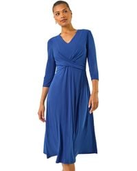 Roman - Stretch Crossover Midi Dress - Lyst