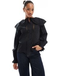 ASOS - Lace And Broderie Insert Shirt With Large Collar - Lyst