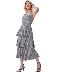D.u.s.k - Abstract Animal Print Tiered Midi Dress - Lyst