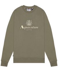 Aquascutum - Active Big Logo Crewneck Army Cotton - Lyst