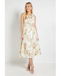 Wallis - Petite Crepe Cowl Pleated Midi Dress - Lyst