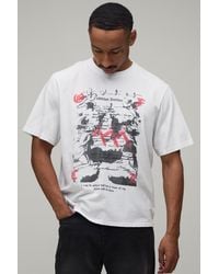 BoohooMAN - Oversized Boxy Grunge Print Dirty Washed T-Shirt - Lyst