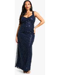Boohoo - Plus Beaded Sequin Plunge Maxi Dress - Lyst