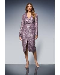 Wallis - Square Sequin Twist Midi Dress - Lyst