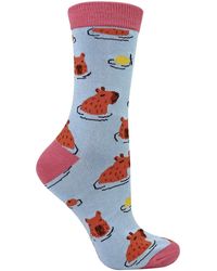 Miss Sparrow - Ladies Capybara Novelty Patterned Bamboo Socks - Lyst