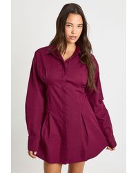 Boohoo - Cinched Waist Shirt Dress - Lyst