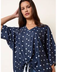 Blue Vanilla - Polka Dot Knot Front Top - Lyst