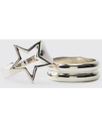 BoohooMAN - 2 Pack Chunky Star Rings - Lyst