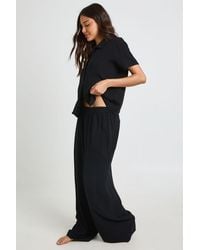 Boohoo - Linen Look Beach Wide Leg Trousers - Lyst