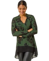 Roman - Floral Chiffon Hem Blouse - Lyst