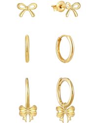 The Jewellery Stockroom - Plated Set Of 3 Bow Earrings - Lyst