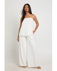 Boohoo - Concealed Waistband Wide Leg Tailored Trousers - Lyst