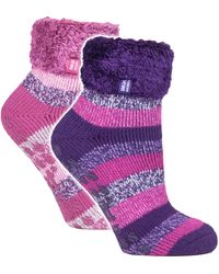 Heat Holders - 2 Pack Ladies Soft Lounge Socks With Grips - Lyst