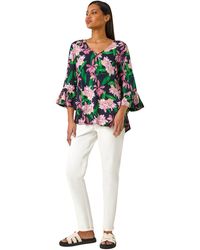 Roman - Floral Flare Sleeve Top - Lyst