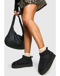 Boohoo - Ultra Mini Platform Faux Fur Lined Boots - Lyst