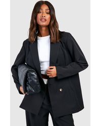 Boohoo - Basic Double Breasted Oversized Blazer - Lyst