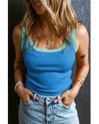 Azura Exchange - Geribbelde Gebreide Mouwloze Tanktop Met Ronde Hals - Lyst