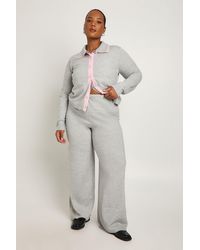 Boohoo - Plus Double Layer Detail Cardigan And Wide Leg Trouser Co-Ord - Lyst