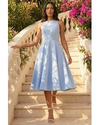 Roman - Twist Front Prom Midi Dress - Lyst