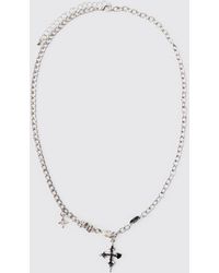 BoohooMAN - Layered Gothic Cross Necklace Iron - Lyst