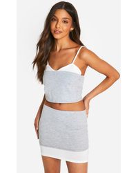 Boohoo - Double Layer Contrast Mini Skirt - Lyst