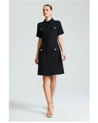 GUSTO - Collared Tweed Dress With Pockets - Lyst