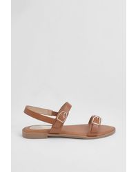 Good for the Sole - Fabia Faux Leather Buckle Detail Comfort Sock Flat Sandals - Lyst