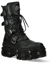 New Rock - Leather Mid Calf Boots-Wall373-S11 - Lyst