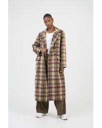 Brave Soul - Double Breasted Faux Wool Maxi Check Coat - Lyst