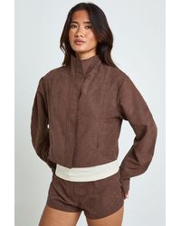 Boohoo - Funnel Neck Balloon Sleeve Zip Through Top - Lyst