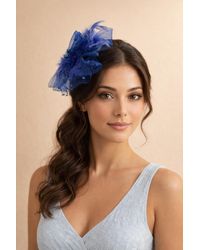 SVNX - Rosette Faux Pearl & Polka Veil Feather Fascinator - Lyst