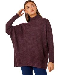 Roman - Cable Knit Roll Neck Stretch Longline Jumper - Lyst