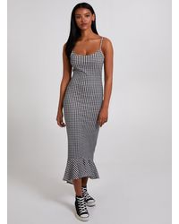 Pink Vanilla - Gingham Frill Hem Midi Dress - Lyst