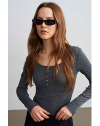 Dilvin - Slim-Fit Wool Knit Blouse With Buttons - Lyst