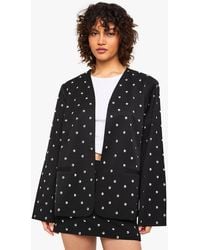 Boohoo - Studded Collarless Oversized Blazer - Lyst