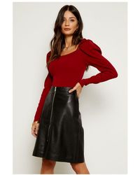 Sosandar - Leather Zip Front A Line Skirt - Lyst