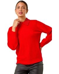 Roman - Faux Pearl Collar Jumper - Lyst