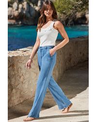 Sosandar - Mid Soft Denim Wide Leg Jeans - Lyst