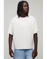BoohooMAN - Relaxed Fit Waffle Henley T-Shirt - Lyst