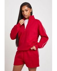 Boohoo - Half Zip Sweatshirt Piping Detail Short Tracksuit - Lyst