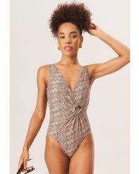 Gini London - D Ring Detail Wrap Front Swimsuit - Lyst
