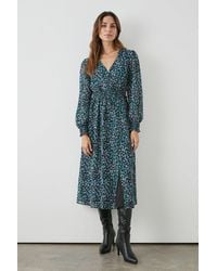 PRINCIPLES - Spot Shirred Waist Midi Dress - Lyst