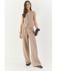 Bianco Lucci - V-Neck Vest And Wide Leg Pants Two-Piece Coord Set - Lyst