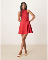 ASOS - Bengaline Sleeveless Skater Skirt Mini Dress With Open Back - Lyst