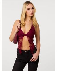 Pink Vanilla - Lace Butterfly Halter Neck Top - Lyst