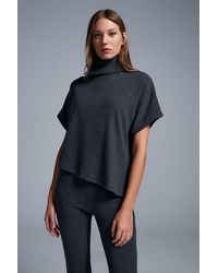Dilvin - Geribbelde Coltrui Met Korte Mouwen Blouse - Lyst